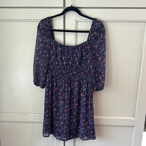 Floral Print Dress with Puff Sleeves